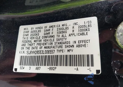 2003 Honda Element Ex z USA, uszkodzony, nr VIN 5J6YH28553L006557